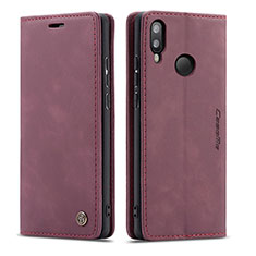 Leather Case Stands Flip Cover Holder C01S for Samsung Galaxy M20 Red Wine