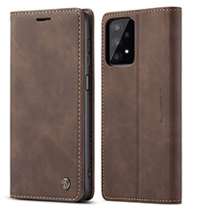 Leather Case Stands Flip Cover Holder C01S for Samsung Galaxy M32 5G Brown