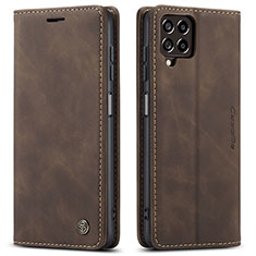 Leather Case Stands Flip Cover Holder C01S for Samsung Galaxy M33 5G Brown