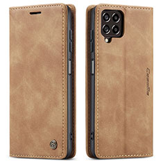 Leather Case Stands Flip Cover Holder C01S for Samsung Galaxy M33 5G Light Brown