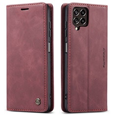 Leather Case Stands Flip Cover Holder C01S for Samsung Galaxy M33 5G Red Wine