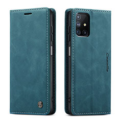 Leather Case Stands Flip Cover Holder C01S for Samsung Galaxy M51 Blue