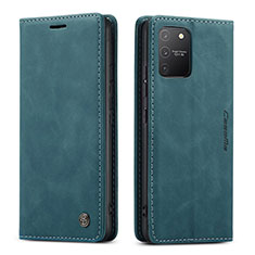 Leather Case Stands Flip Cover Holder C01S for Samsung Galaxy M80S Blue