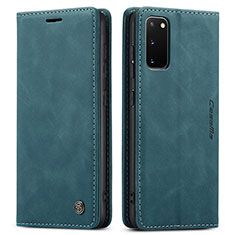 Leather Case Stands Flip Cover Holder C01S for Samsung Galaxy S20 Blue