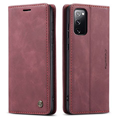 Leather Case Stands Flip Cover Holder C01S for Samsung Galaxy S20 FE (2022) 5G Red Wine
