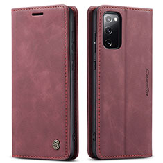 Leather Case Stands Flip Cover Holder C01S for Samsung Galaxy S20 FE 5G Red Wine