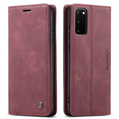 Leather Case Stands Flip Cover Holder C01S for Samsung Galaxy S20 Red Wine