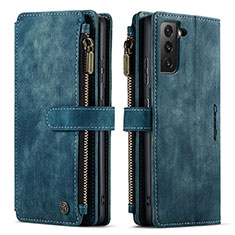 Leather Case Stands Flip Cover Holder C01S for Samsung Galaxy S21 5G Blue