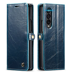 Leather Case Stands Flip Cover Holder C01S for Samsung Galaxy Z Fold4 5G Blue
