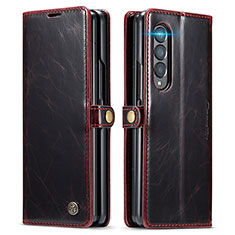 Leather Case Stands Flip Cover Holder C01S for Samsung Galaxy Z Fold4 5G Red Wine