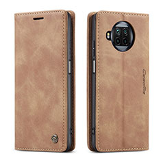 Leather Case Stands Flip Cover Holder C01S for Xiaomi Mi 10i 5G Light Brown