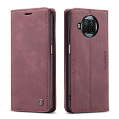 Leather Case Stands Flip Cover Holder C01S for Xiaomi Mi 10i 5G Red Wine