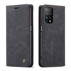 Leather Case Stands Flip Cover Holder C01S for Xiaomi Mi 10T 5G Black