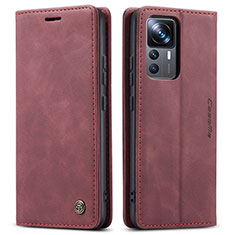 Leather Case Stands Flip Cover Holder C01S for Xiaomi Mi 12T 5G Red Wine