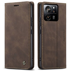 Leather Case Stands Flip Cover Holder C01S for Xiaomi Mi 13T 5G Brown