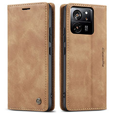 Leather Case Stands Flip Cover Holder C01S for Xiaomi Mi 13T 5G Light Brown