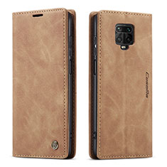 Leather Case Stands Flip Cover Holder C01S for Xiaomi Poco M2 Pro Light Brown