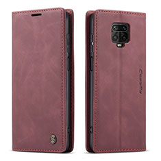 Leather Case Stands Flip Cover Holder C01S for Xiaomi Poco M2 Pro Red Wine