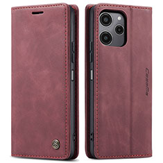 Leather Case Stands Flip Cover Holder C01S for Xiaomi Redmi 12 5G Red Wine