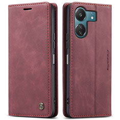 Leather Case Stands Flip Cover Holder C01S for Xiaomi Redmi 13C Red Wine