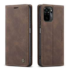 Leather Case Stands Flip Cover Holder C01S for Xiaomi Redmi Note 10S 4G Brown