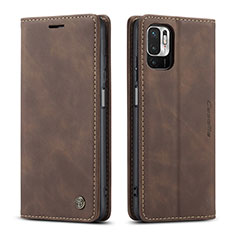 Leather Case Stands Flip Cover Holder C01S for Xiaomi Redmi Note 11 SE 5G Brown