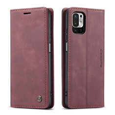 Leather Case Stands Flip Cover Holder C01S for Xiaomi Redmi Note 11 SE 5G Red Wine