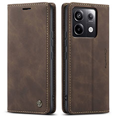 Leather Case Stands Flip Cover Holder C01S for Xiaomi Redmi Note 13 Pro 5G Brown