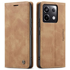 Leather Case Stands Flip Cover Holder C01S for Xiaomi Redmi Note 13 Pro 5G Light Brown