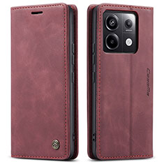 Leather Case Stands Flip Cover Holder C01S for Xiaomi Redmi Note 13 Pro 5G Red Wine