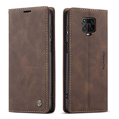 Leather Case Stands Flip Cover Holder C01S for Xiaomi Redmi Note 9 Pro Max Brown