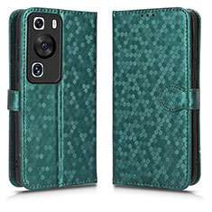 Leather Case Stands Flip Cover Holder C01X for Huawei P60 Pro Green
