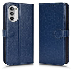 Leather Case Stands Flip Cover Holder C01X for Motorola Moto G71s 5G Blue