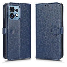 Leather Case Stands Flip Cover Holder C01X for Motorola Moto X40 5G Blue