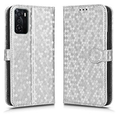 Leather Case Stands Flip Cover Holder C01X for Oppo A55S 5G Silver