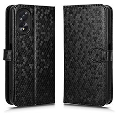 Leather Case Stands Flip Cover Holder C01X for Oppo A58 4G Black