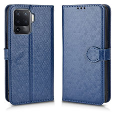 Leather Case Stands Flip Cover Holder C01X for Oppo F19 Pro+ Plus 5G Blue