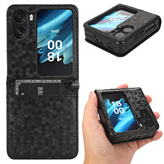 Leather Case Stands Flip Cover Holder C01X for Oppo Find N2 Flip 5G Black