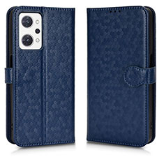 Leather Case Stands Flip Cover Holder C01X for Oppo Reno7 A Blue