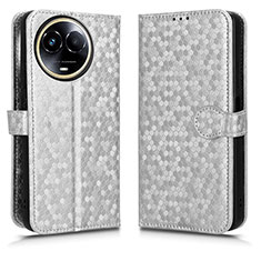 Leather Case Stands Flip Cover Holder C01X for Realme 11 5G Silver