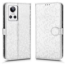 Leather Case Stands Flip Cover Holder C01X for Realme GT Neo3 5G Silver