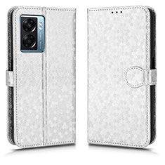 Leather Case Stands Flip Cover Holder C01X for Realme Narzo 50 5G Silver