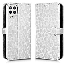 Leather Case Stands Flip Cover Holder C01X for Samsung Galaxy M12 Silver