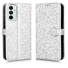 Leather Case Stands Flip Cover Holder C01X for Samsung Galaxy M23 5G Silver