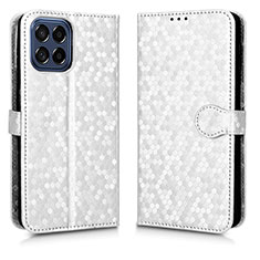 Leather Case Stands Flip Cover Holder C01X for Samsung Galaxy M53 5G Silver