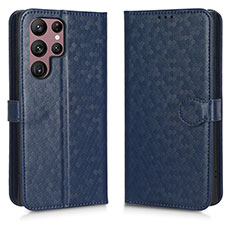 Leather Case Stands Flip Cover Holder C01X for Samsung Galaxy S24 Ultra 5G Blue