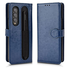 Leather Case Stands Flip Cover Holder C01X for Samsung Galaxy Z Fold3 5G Blue