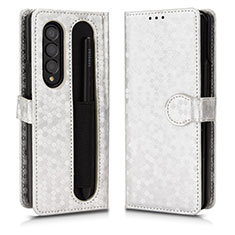 Leather Case Stands Flip Cover Holder C01X for Samsung Galaxy Z Fold3 5G Silver