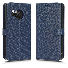 Leather Case Stands Flip Cover Holder C01X for Sharp Aquos R8 Blue
