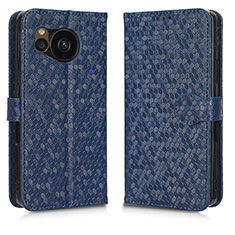 Leather Case Stands Flip Cover Holder C01X for Sharp Aquos Sense7 Blue